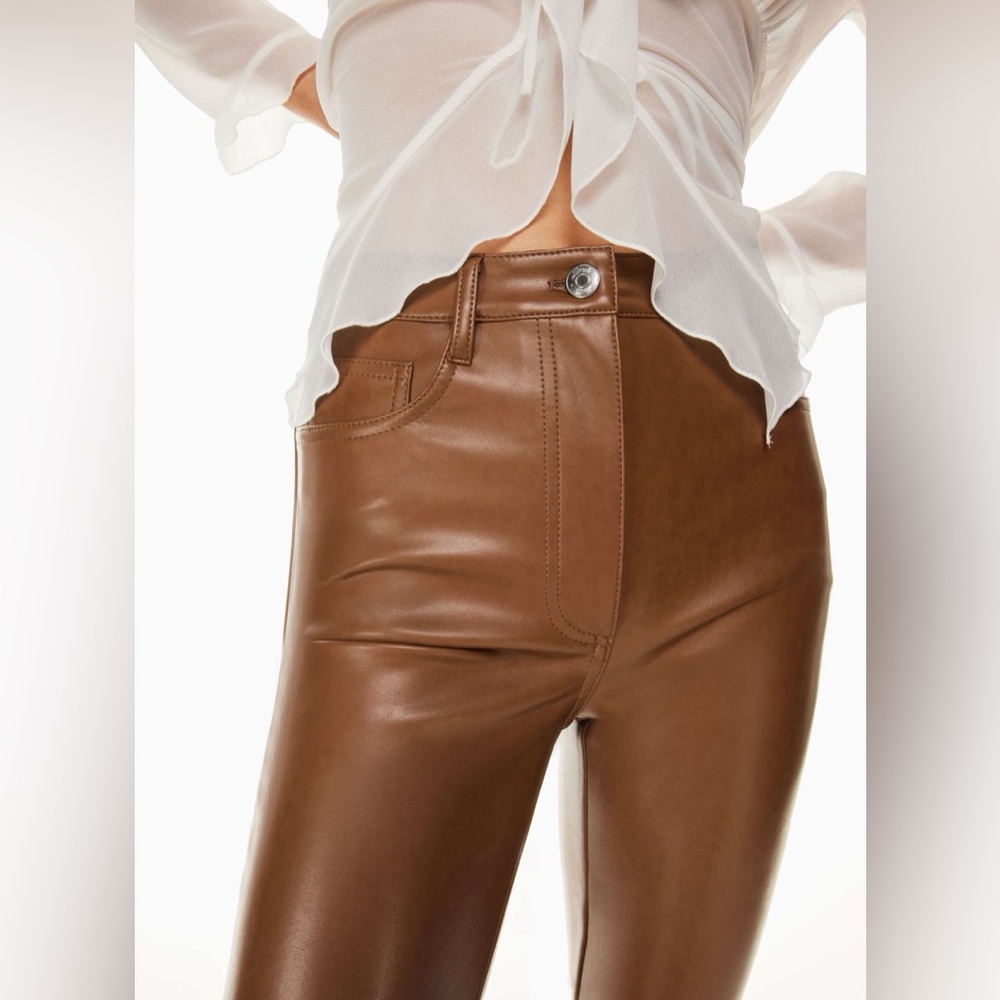 Aritzia Wilfred Free Brown Faux leather skinny pants